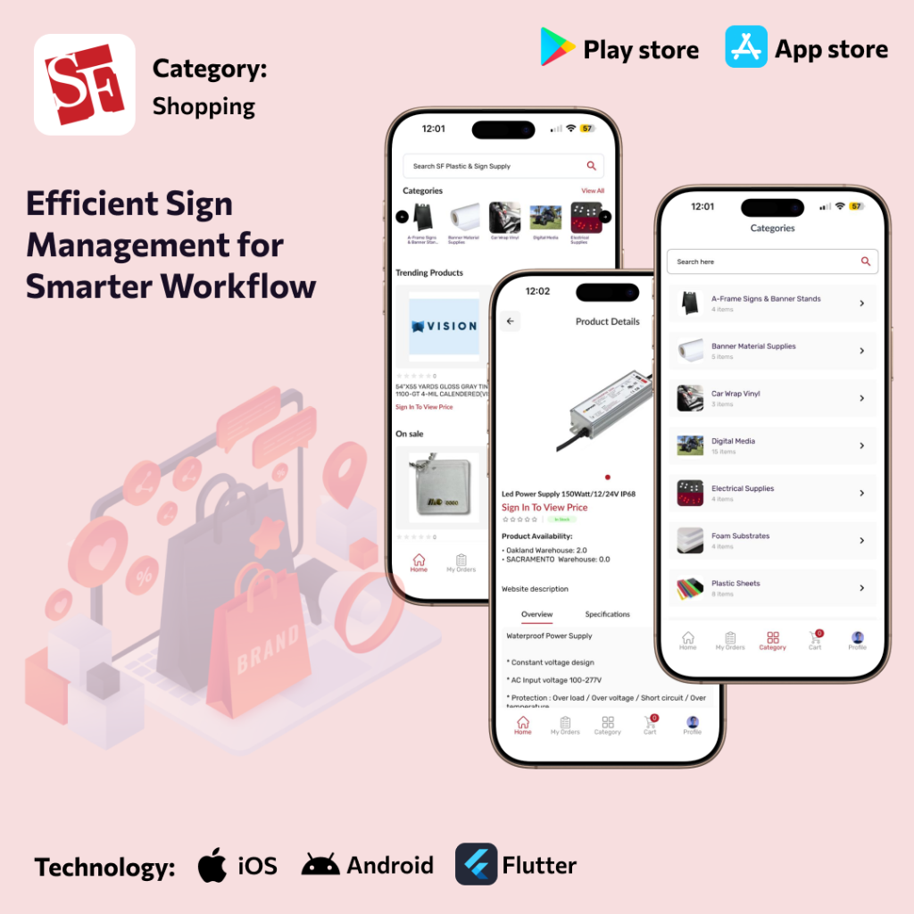 Sf Plastics and Sign Supply product interface